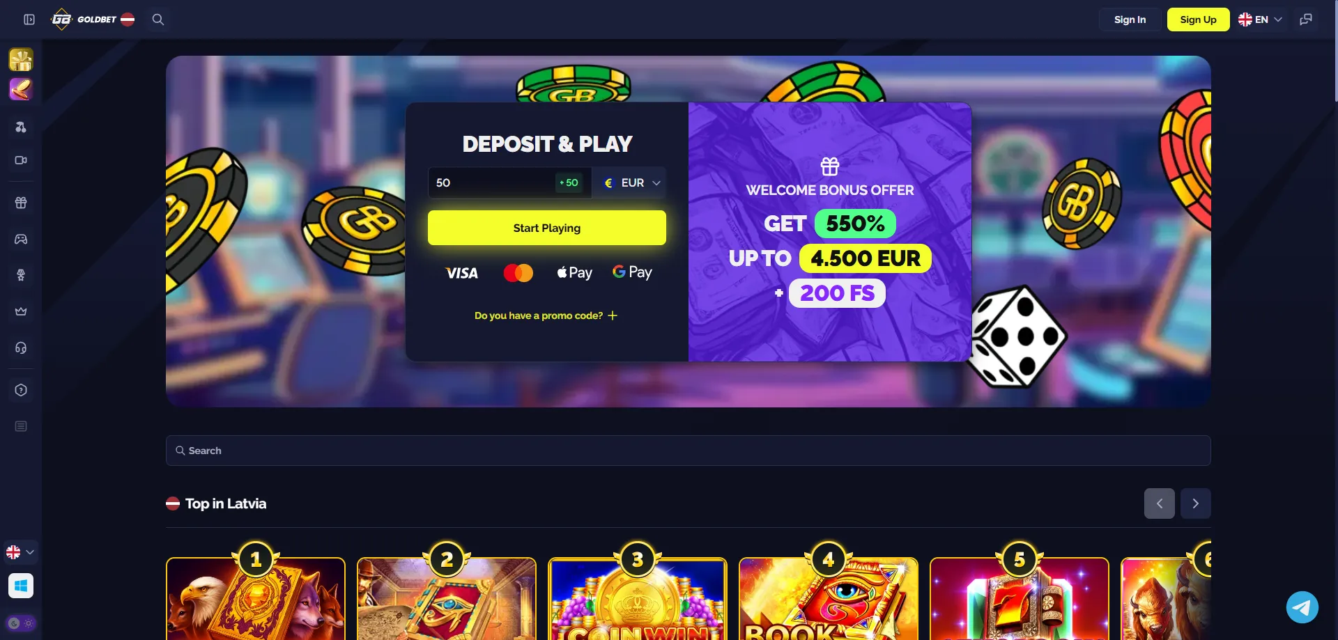 Goldbet Casino начална страница – казино игри и бонуси за BG